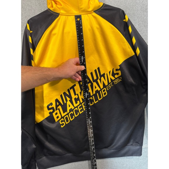 Hummel‎ Hoodie Pullover Soccer Club Blackhawk Yellow Black Mens Size XL - Picture 9 of 10